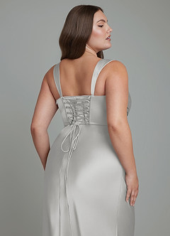 Azazie Agustina Bridesmaid Dresses Silver Mermaid Corset Stretch Satin Dress image13