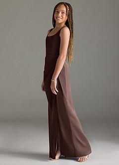 Azazie Mero Junior Ganache Mermaid Pleated Stretch Satin Dress image4