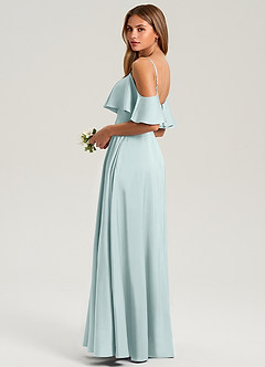 Azazie Jean Bridesmaid Dresses Mist A-Line Off the Shoulder Stretch Satin Dress image4