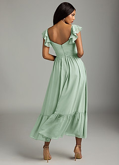 Azazie Anaya Bridesmaid Dresses Agave A-Line Pleated Chiffon Dress image5