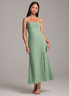 Azazie Saige Bridesmaid Dresses Matcha Sheath Off the Shoulder Chiffon Convertible Dress image7