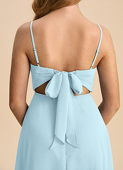 Azazie Shale Junior Cloud Blue A-Line Bow Chiffon Dress image7