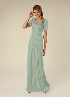 Azazie Bessie Mother of the Bride Dresses A-Line Pleated Mesh Floor-Length Dress image3