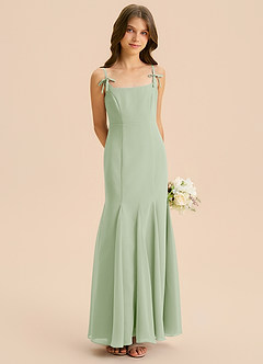 Azazie Evey Junior Dusty Sage Mermaid Pleated Chiffon Dress image4