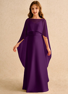 Azazie Fishie Girls Formal Flower Girl Dresses Grape A-Line Matte Satin Dress image5