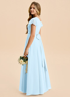 Azazie Cady Junior Sky Blue A-Line Pleated Chiffon Dress image6