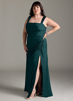 Azazie Jesaphine Bridesmaid Dresses Pine Sheath Bow Stretch Satin Dress image11