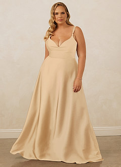 Christian Siriano Bridal for Azazie 1001 Bridesmaid Dresses Gold A-Line Sweetheart Neckline Stretch Satin Dress image11