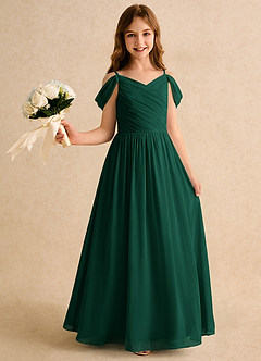 Azazie Chelo Girls Formal Flower Girl Klänningar Klä A-Linje i Chiffong Plisserad image1