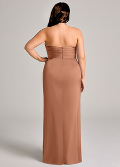 Azazie Jemma Bridesmaid Dresses Bronzer Sheath Pleated Stretch Satin Dress image12
