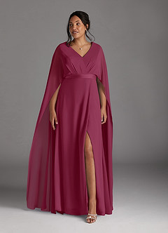Azazie Isa Mother of the Bride Dresses Mulberry A-Line V-Neck Pleated Chiffon Dress image9