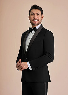 front Winston Schwarz Smokingjacke mit Schalkragen