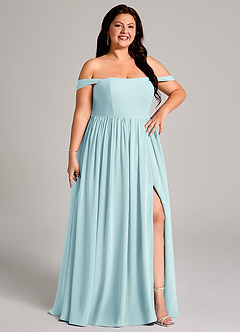 Azazie Calianna Bridesmaid Dresses Sea Glass A-Line Off the Shoulder Chiffon Convertible Dress image13