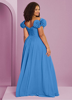 Barbie ♥ Azazie Brautjungfernkleider Wandelbar A-Linie Schulterfrei Chiffon Kleid Blauhäher image19