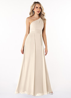 Azazie Dallas Bridesmaid Dresses White Alabaster A-Line One Shoulder Chiffon Dress image3