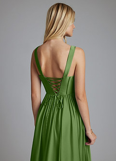 Azazie Delmie Brudtärnklänningar Klä av A-Linje i Stretch Satin Korsett Basilika image3