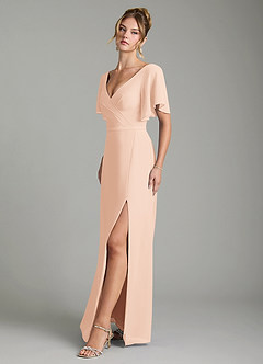 Azazie Ambrosia Robes de demoiselle d'honneur Robe Trapèze en Mousseline de soie Plissé Rose Anglais image4