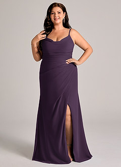 Azazie Deandra Bridesmaid Dresses Plum Mermaid Pleated Chiffon Dress image7