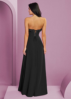Barbie ♥ Azazie Brautjungfernkleider A-Linie Herzausschnitt Chiffon Kleid Schwarz image2