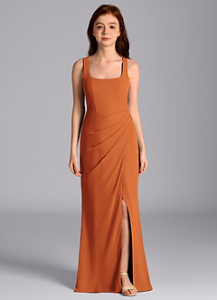 Azazie Mero Junior Cinnamon Mermaid Pleated Chiffon Dress image4