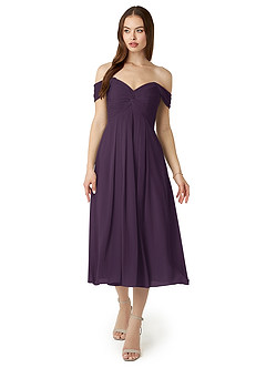 Azazie Vicenta Final Sale Plum A-Line Off the Shoulder Chiffon Convertible Dress image1