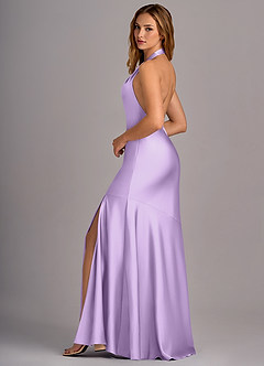 Azazie Lorena Bridesmaid Dresses Lilac Mermaid Pleated Stretch Satin Dress image5