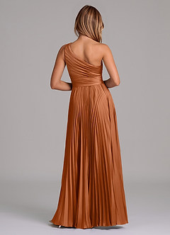 Azazie Lyrica Bridesmaid Dresses Copper A-Line One Shoulder Stretch Satin Dress image8
