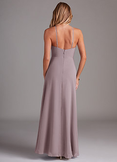Azazie Bailey Bridesmaid Dresses Dusk A-Line Halter Side Slit Chiffon Dress image2