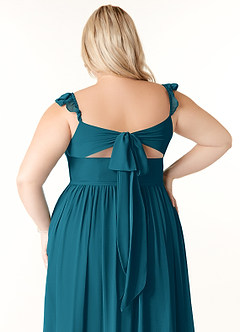 Azazie Metz Bridesmaid Dresses Ink Blue A-Line Sweetheart Ruched Chiffon Dress image12