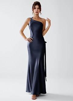Stephanie Navy Luminous Satin Maxi Dress image4