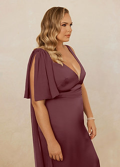 Christian Siriano Bridal for Azazie 1011 Bridesmaid Dresses Sangria Mermaid Bow Stretch Satin Dress image17