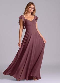 Azazie Leilani Bridesmaid Dresses Sangria A-Line Pleated Chiffon Dress image3