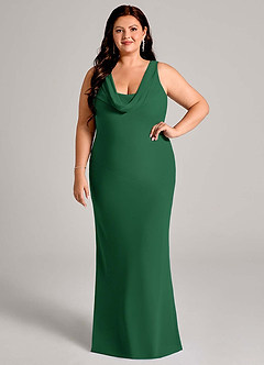 Azazie Rylina Bridesmaid Dresses Dark Green Mermaid Pleated Chiffon Dress image7