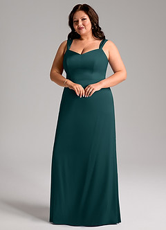 Azazie Denice Robes de demoiselle d'honneur Robe Fourreau en Satin extensible Plissée Vert Pin image6