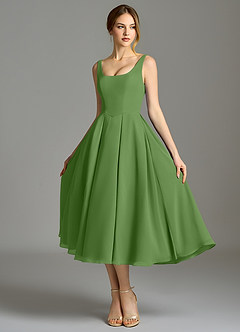 Azazie Amalie Bridesmaid Dresses Basil A-Line Pleated Chiffon Dress image6