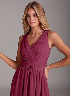 Azazie Kingsley Bridesmaid Dresses Mulberry A-Line Lace Chiffon Dress image6
