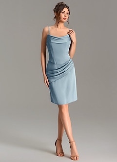 Azazie Adrienne Bridesmaid Dresses Dusty Blue Mermaid Corset Stretch Satin Convertible Dress image6