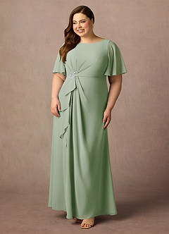 Azazie Rain vestidos de madre de la novia Vestido de Salvia Polvorienta de Gasa de Recto con Perla image3