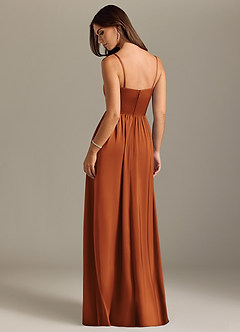 Azazie Calianna Bridesmaid Dresses Cinnamon A-Line Off the Shoulder Stretch Satin Convertible Dress image2
