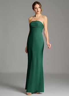 Azazie Ailanie Bridesmaid Dresses Emerald Mermaid Strapless Chiffon Dress image5