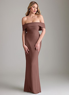 Azazie Lusinda Suknie dla druhen Syrena Zza ramienia Szyfon Do ziemi Sukienka image4