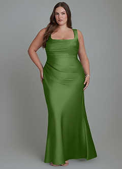 Azazie Agustina Robes de demoiselle d'honneur Robe Sirène en Satin extensible Corset Basilic image7