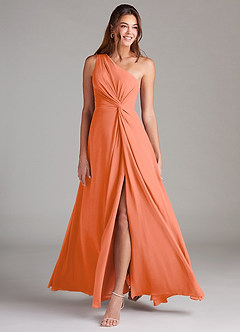 Azazie Brooke Bridesmaid Dresses Sunset A-Line One Shoulder Chiffon Dress image3