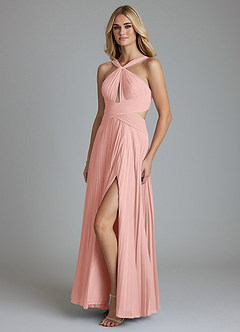 Azazie Hosanna Bridesmaid Dresses Rosette A-Line Pleated Chiffon Dress image5