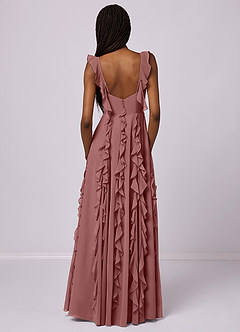 Barbie ♥ Azazie Robes de demoiselle d'honneur Robe Trapèze en Mousseline de soie avec poches Rose Du Désert image6