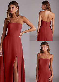 Azazie Wren Bridesmaid Dresses Rust A-Line Side Slit Chiffon Convertible Dress image9