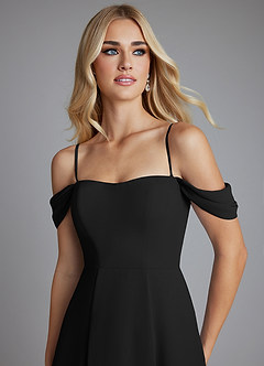 Azazie Seriana Brudtärnklänningar Klä av A-Linje i Chiffong Av axeln Svart image7