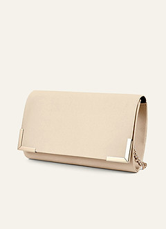 front Matching Color Matte Satin Envelope Clutch Bag