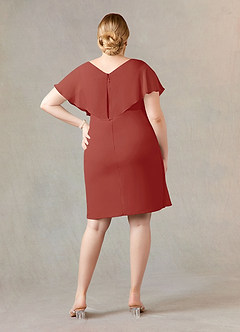 Azazie Julia Mother of the Bride Dresses Terracotta Sheath V-Neck Pleated Chiffon Dress image10