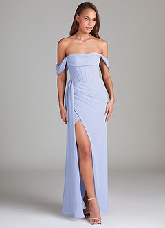 Azazie Amyra Robes de demoiselle d'honneur Robe Fourreau Convertible en Mousseline de soie Épaule décolletée Lavande image4